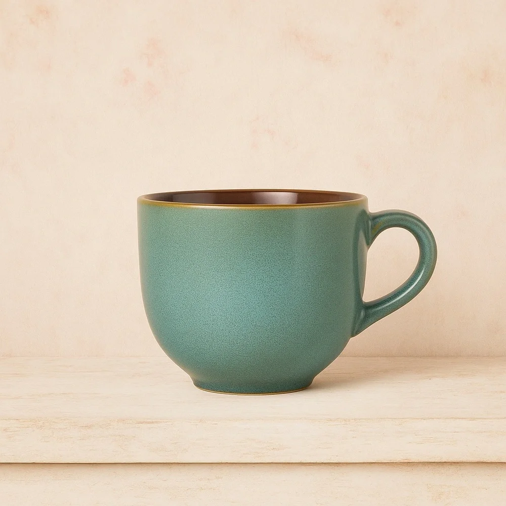 Great Gatherings Mug Hot Coffee Tea Soup Cup Teal Green Brown Circle Design Lg